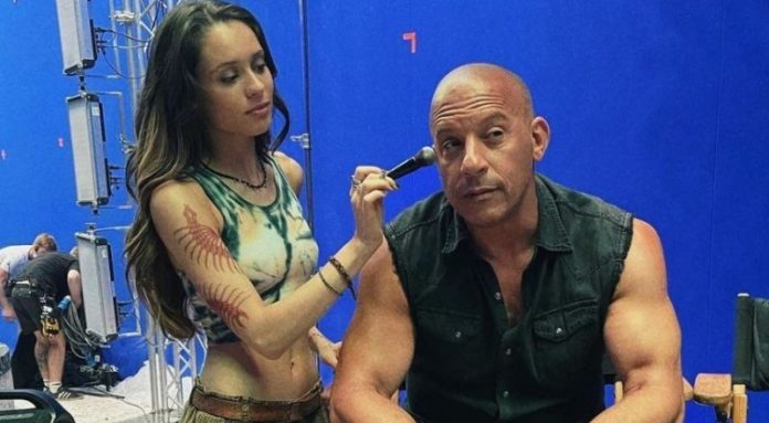 Daniela Melchior und Vin Diesel am Set von
