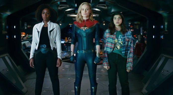 Teyonah Parris, Brie Larson und Iman Vellani in The Marvels Disney Plus